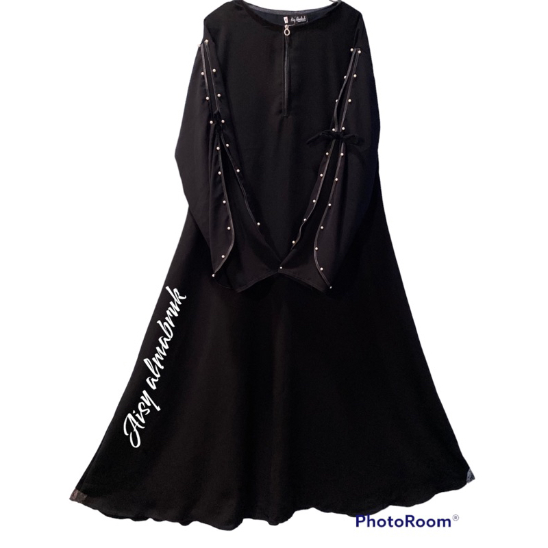 ABAYA ANISA - ABAYA HITAM LENGAN DIAMOND
