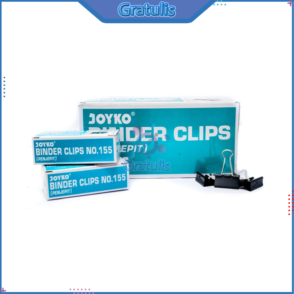 

PENJEPIT KERTAS KLIP JOYKO NO 155 [1 BOX/12 PCS] / BINDER CLIPS / PAPER CLIP / PENJEPIT LEMBARAN KERTAS / ALAT PERLENGKAPAN SEKOLAH DAN KANTOR / PENJEPIT KERTAS WARNA HITAM SEDANG