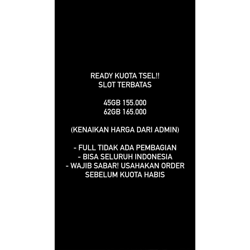 KUOTA TELKOMSEL MURAH/FULL/INJEK KUOTA