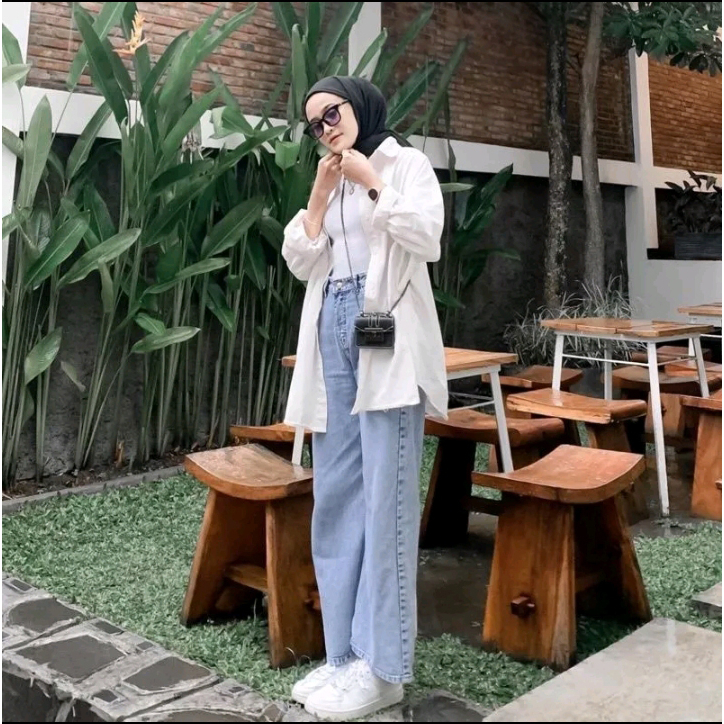 Kemeja Wanita Linen Oversize Olivia Shirt Linen Pocket Lengan Panjang