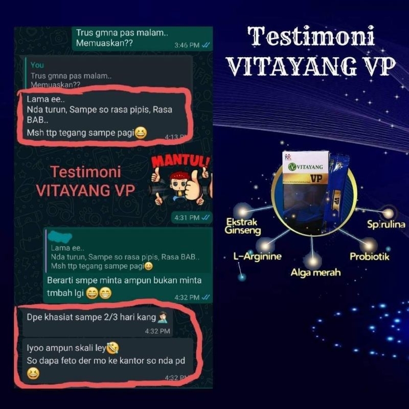 Vitayang VP Suplemen Serbuk Stamina Pria Rasa kopi Original KK Indonesia Rahasia Pria Perkasa Stamina Kuat Vitalitas Tahan Lama