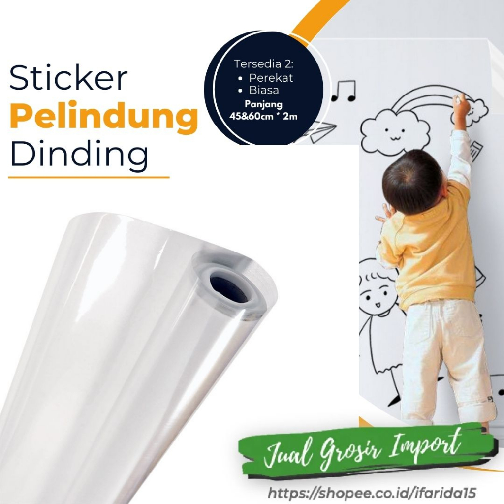 Pelindung Dinding Dari Coretan Anak Stiker Plastik Anti Kotor