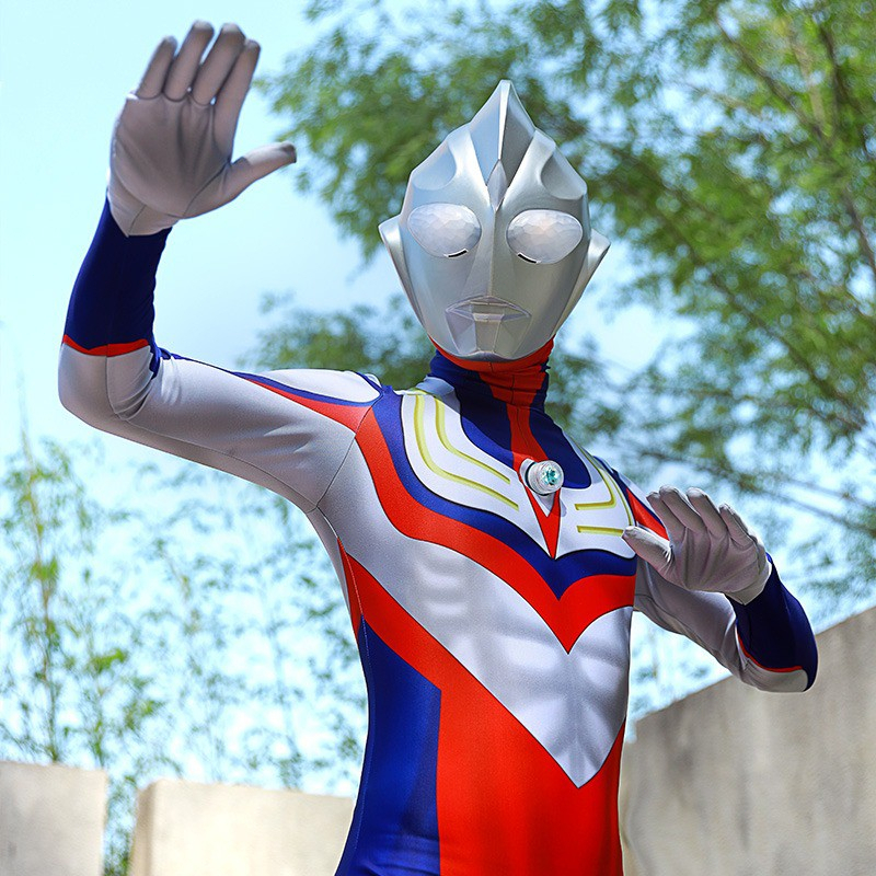 Kostum Ultraman Dewasa dan Kostum Halloween Cosplay Pria Bodysuit Anak Laki -Laki