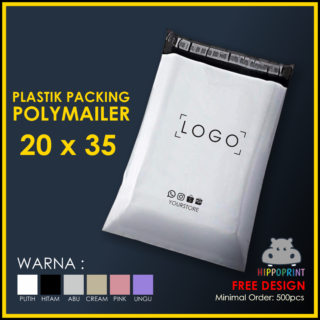 

Plastik Polymailer 20x35cm + Custom Sablon Logo (Free Design)