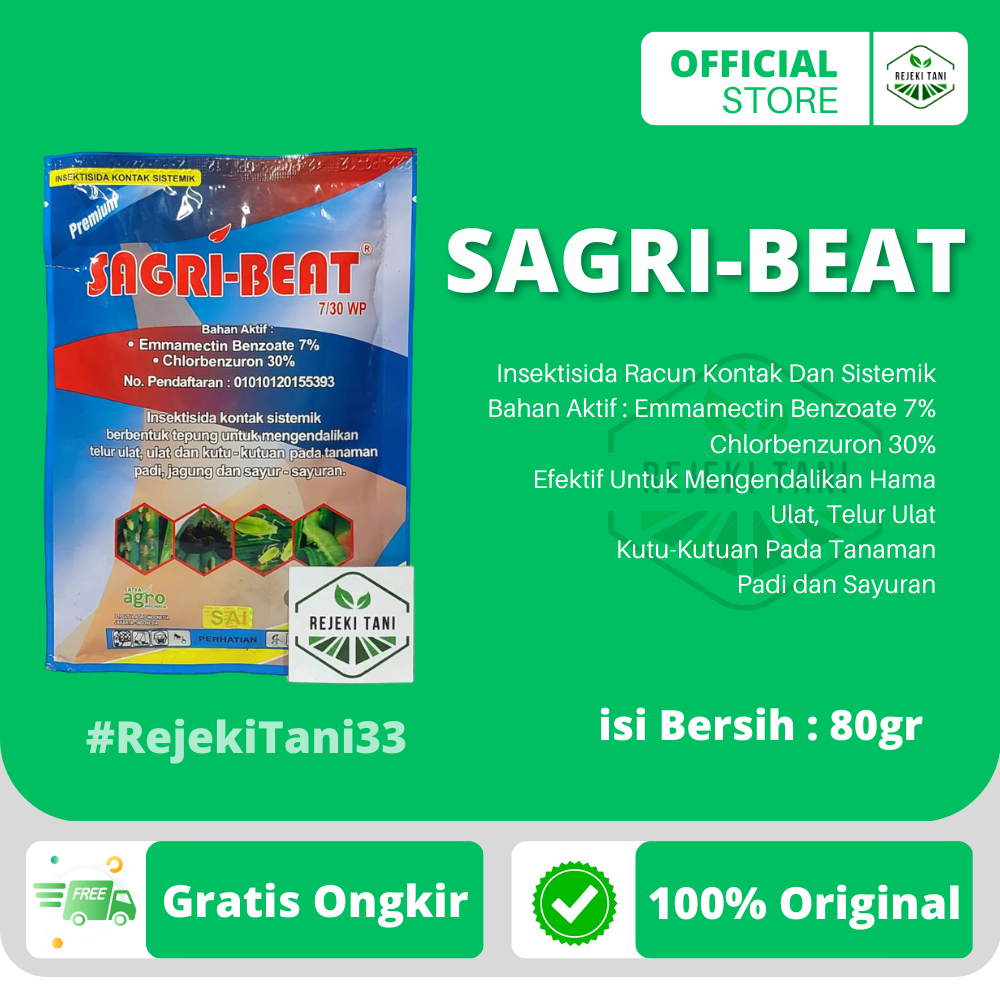 Insektisida SAGRI-BEAT 7/30 WP 80gr Sagribeat Racun Kontak Sistemik Berbentuk Tepung Untuk Mengendal