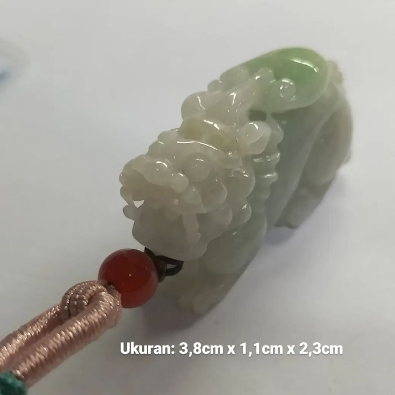 Liontin Pixiu Ruyi Giok Jadeite Premium Natural Asli Bersertifikat Grade A (7931)