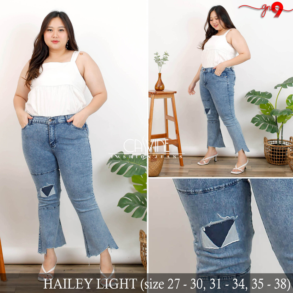 CASVINEJEANS || Celana Jeans Wanita Cewek Hailey Bigsize Jumbo Mom Jeans Sobek Patch