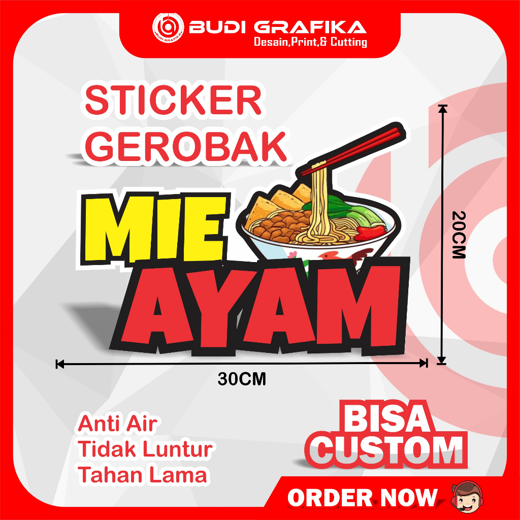 

Sticker Etalase Sticker Gerobak Sticker Nama Usaha Sticker MIe Ayam Full Colour