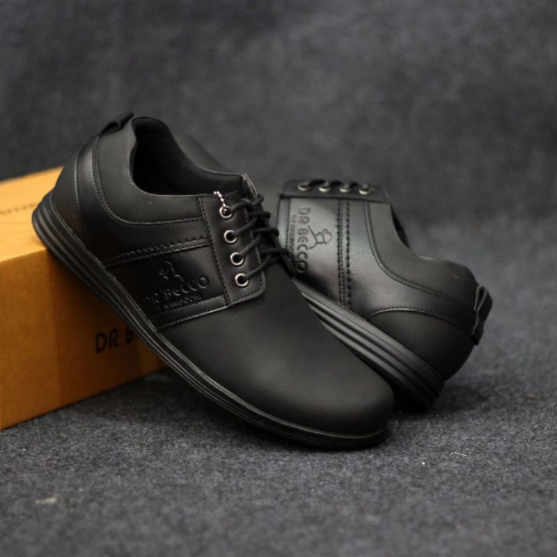 Sepatu Pantofel Kulit Asli Original Fomal Kerja Hitam Slip On LV Kantoran Kondangan 39 - 43