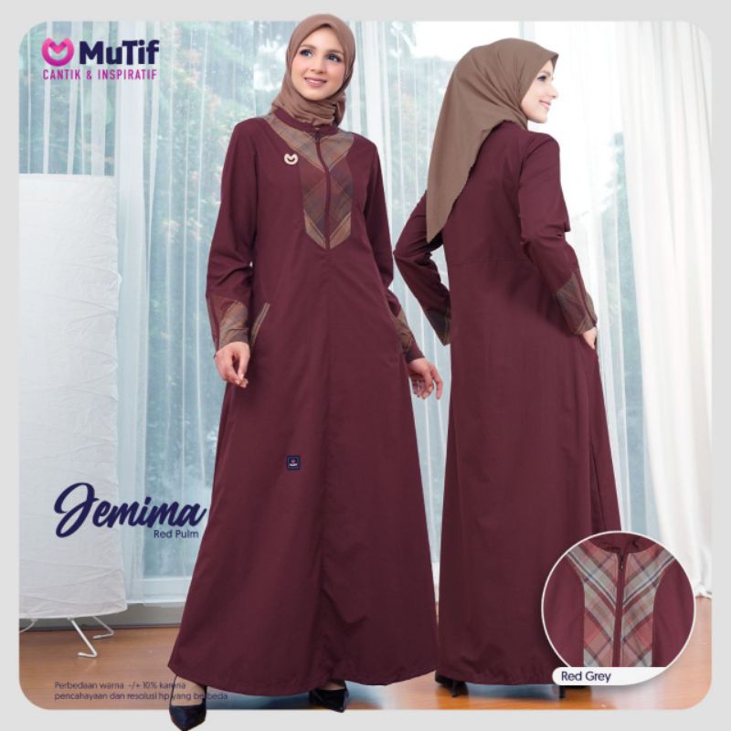 Gamis Mutif Jemima Red Plum Red Grey Gamis Muslimah Gamis Casual Gamis Premium Gamis Lebaran