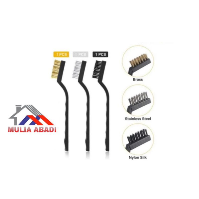 WIRE BRUSH sikat kawat set 3pcs/ WIRE brush   3in1 Kuningan baja nilon
