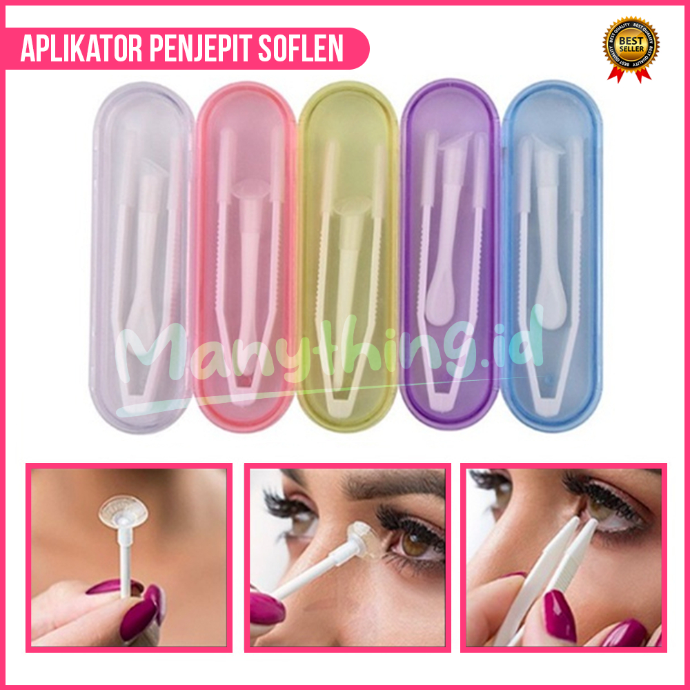 Alat Bantu Pasang Lensa Kontak Contact Lens / Aplikator Capitan Penjepit Soflen Tweezer Stick Pinset Plastik applicator Silikon Soft Lens / Jepitan Softlens + Box