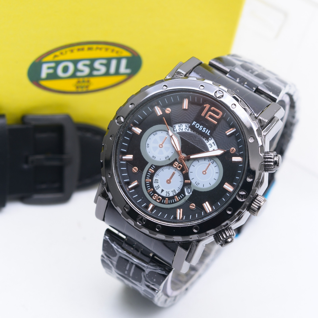 Jam Tangan Pria F1 Mickey Tali Rantai Free Tali Kulit Cadangan Body Bulat Chrono Variasi Tanggal Akt
