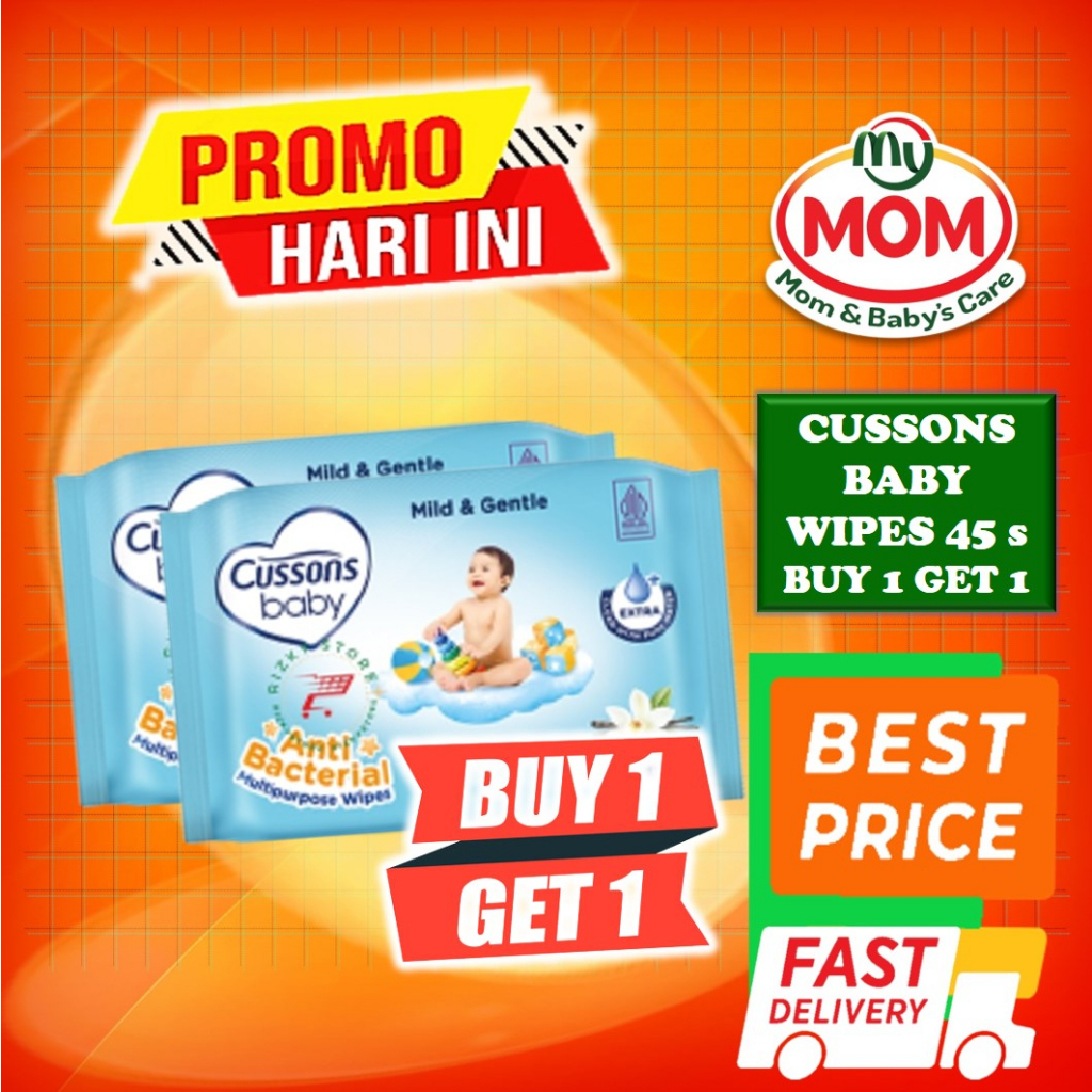 [BPOM] Cussons Baby Wipes 45's +45s (BELI 1 GRATIS 1) / Cussons Wipes / Tissue Bayi Cusson / MY MOM