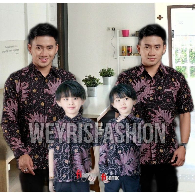 TERBARU Couple sweet || couple batik ayah dan anak cowok BATIK lilac Batik Ungu