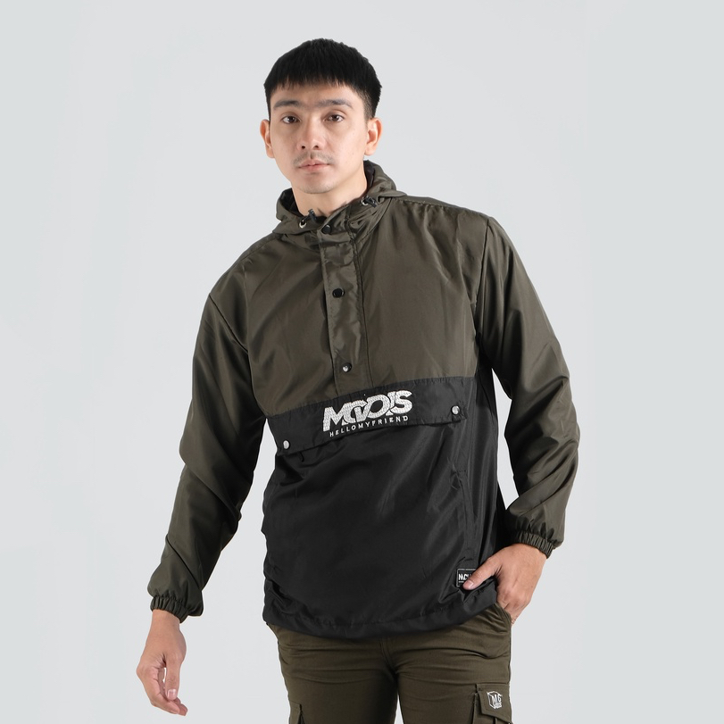 Mcvois Jaket Cagoule Pria Army Hitam Premium Distro