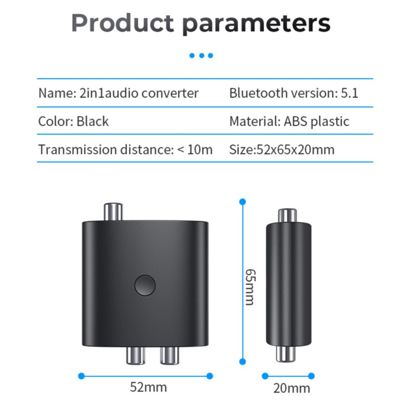 Audio Receiver Bluetooth 5.1 Adaptor RCA AUX 3.5 mm - B36 - Black