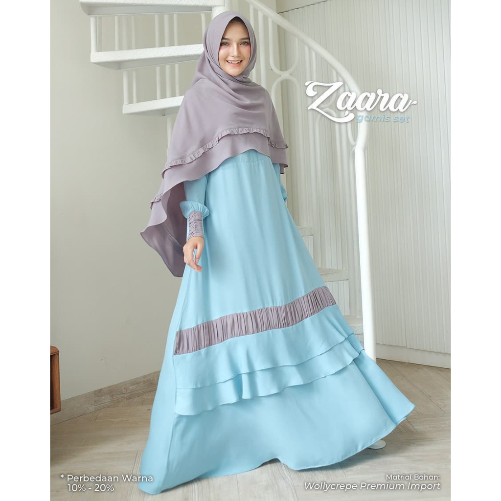 GAMIS SET SYARI ZAARA DIENA - Set Khimar Wollycrepe Kode Zara DIENNA MAYRA KHINKA TORRYBRUCH