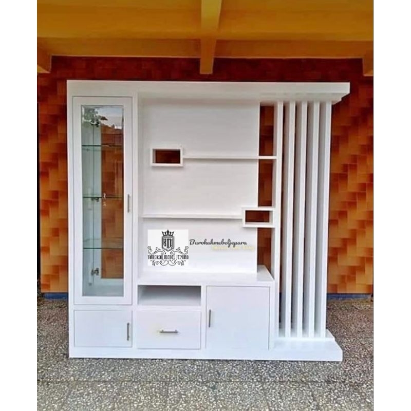 Bufet Partisi Jati Dua muka Finishing White Putih