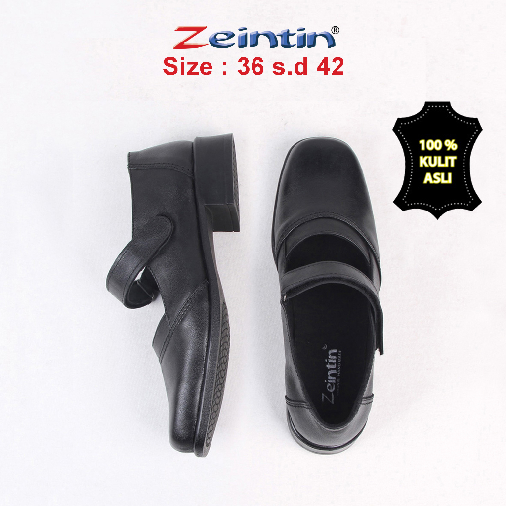 Zeintin - Sepatu Pantofel Wanita Bahan Kulit Asli Sepatu Paskibra Sepatu Sliop On Wanita Sepatu Pantofel Kerja Wanita Formal Original Zeintin BJ