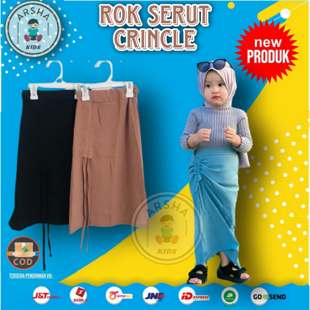 Rok anak perempuan 1-5 tahun rok serut crincle airflow premium murah terbaru