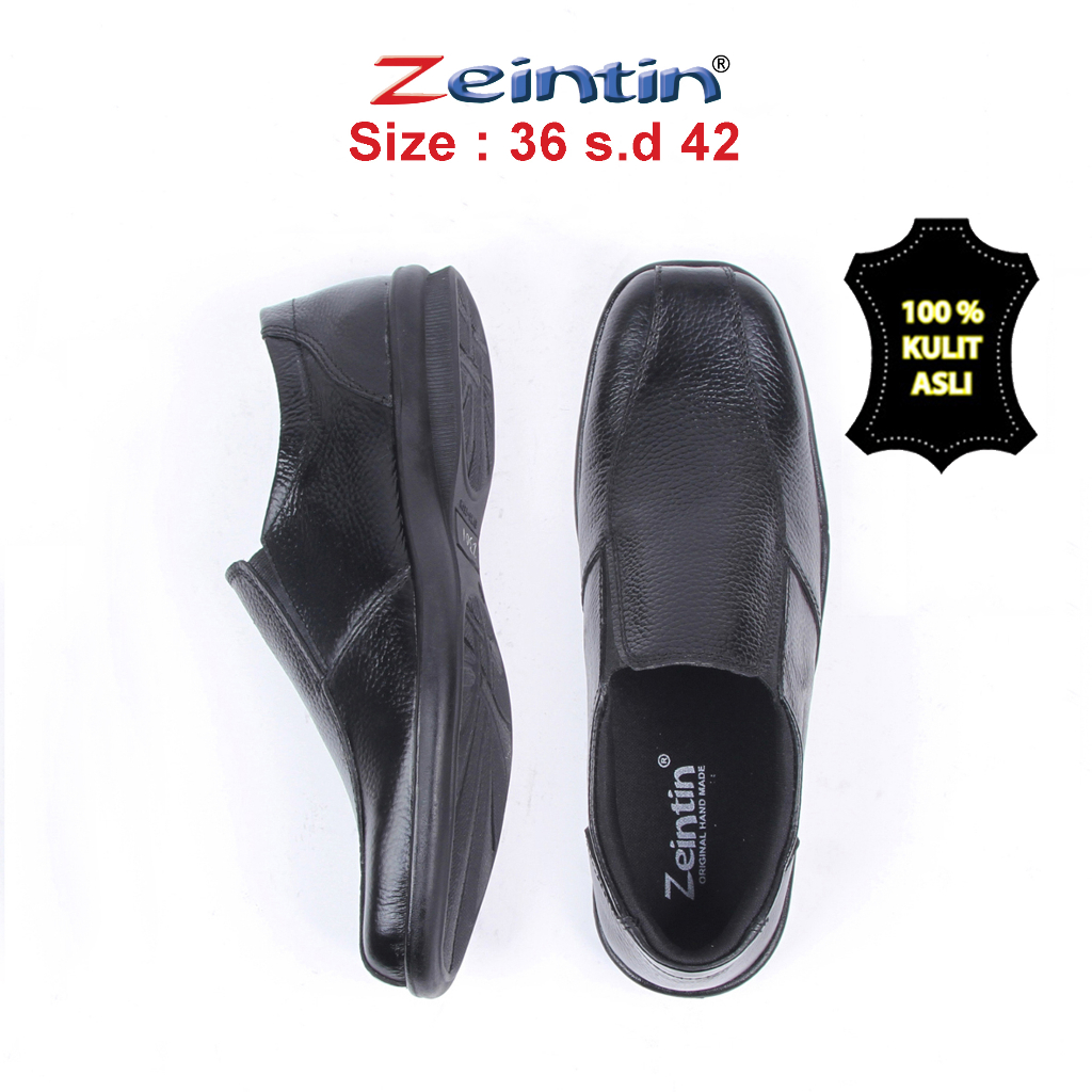 Zeintin - Sepatu Pantofel Slip On Wanita Sepatu Pantofel Wanita Bahan Kulit Sapi Asli Sepatu Kantor Wanita Terbaru Zeintin  BJ