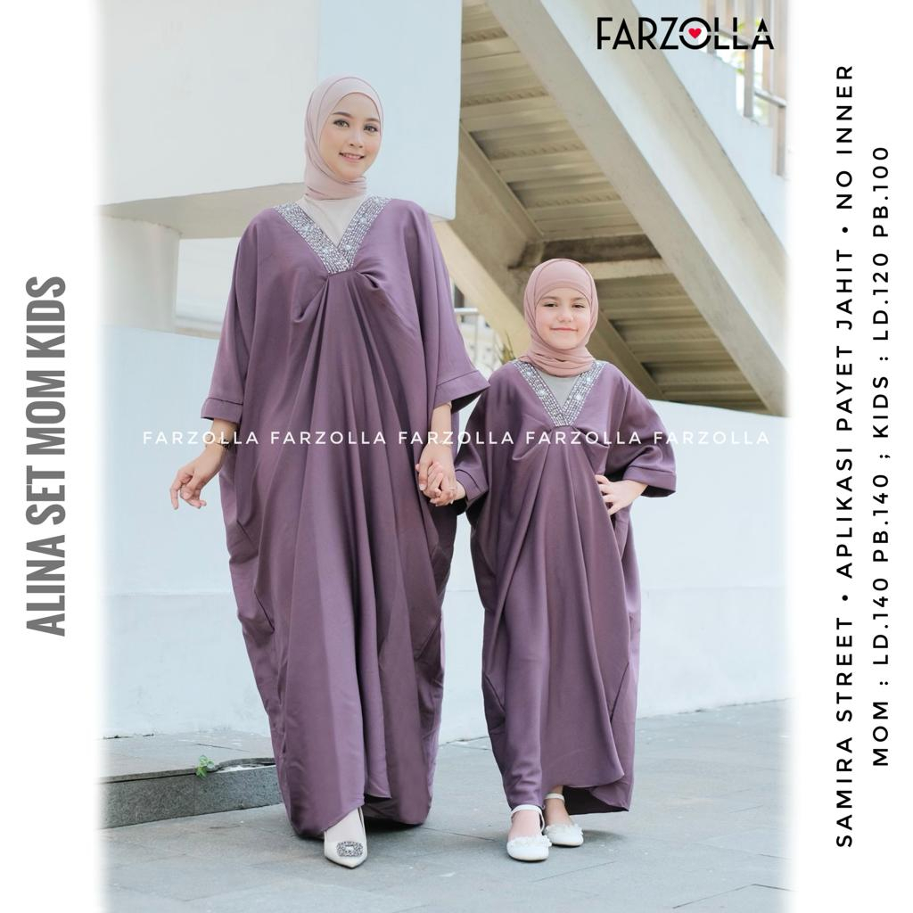 Alina Set Mom &amp; Kids Kaftan Fashion Muslim Couple Original Produk By Farzolla