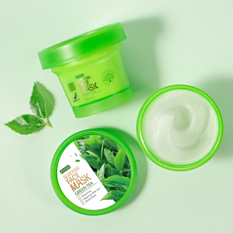 BPOM Fenyi Green Tea Sleeping Mask Pelembab Wajah Menghilangkan Jerawat Tanpa Bilas Krim Malam 100g