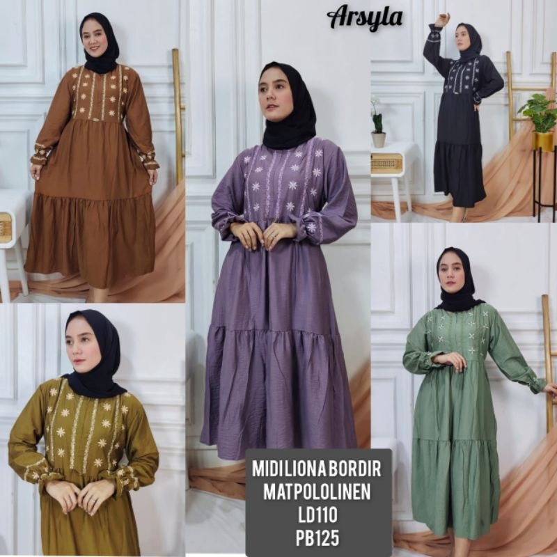 MIDI ARSYLA//MIDI BORDIR//MIDI POLOLINEN//MIDI DRESS