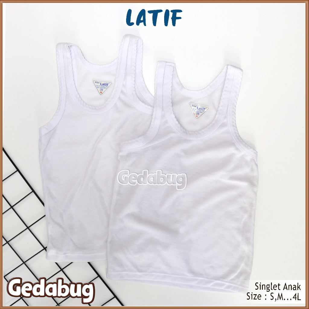 6 Pcs - Singlet Kaos dalam anak &amp; remaja Latif PUTIH Made in Indonesia - Singlet LATIF