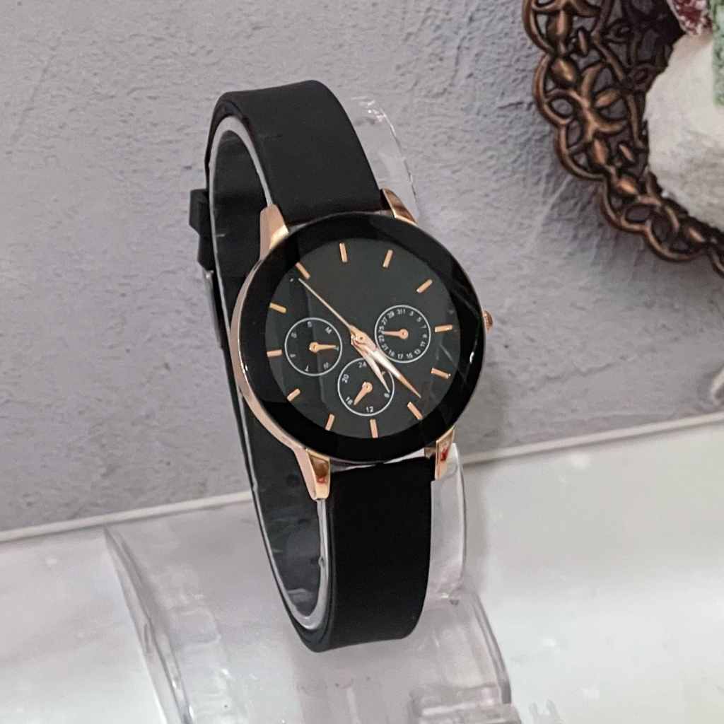 BISA COD JAM TANGAN WANITA STRAP RUBBER CHRONO OFF GC 355