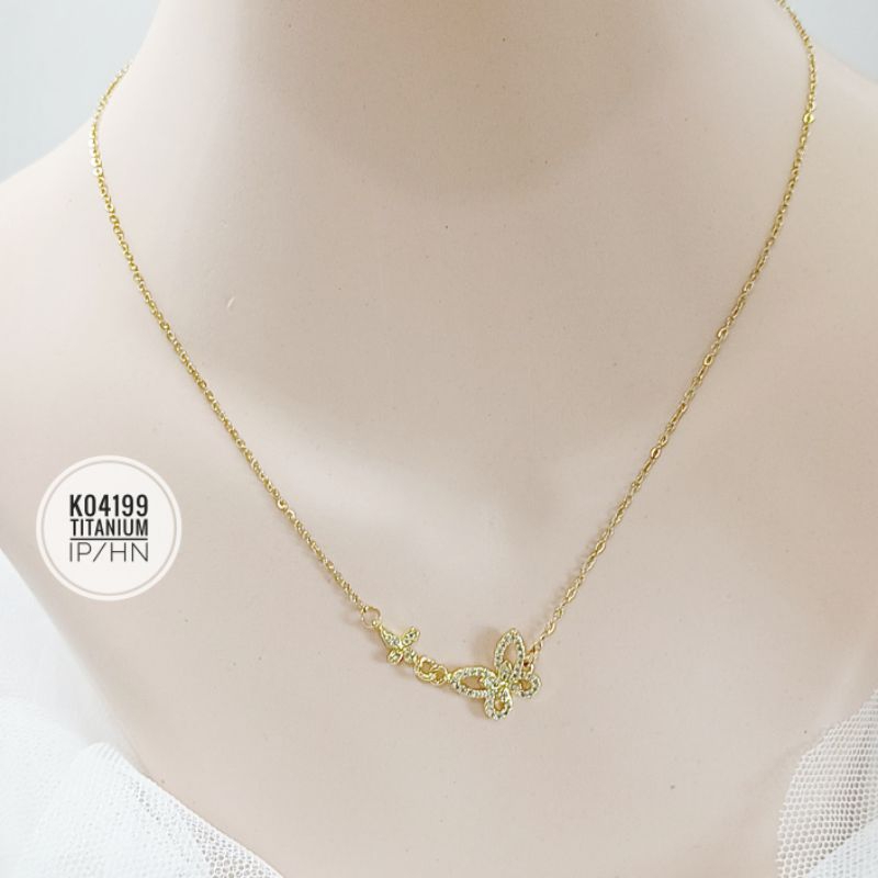 Kalung titanium kupu gold K04199