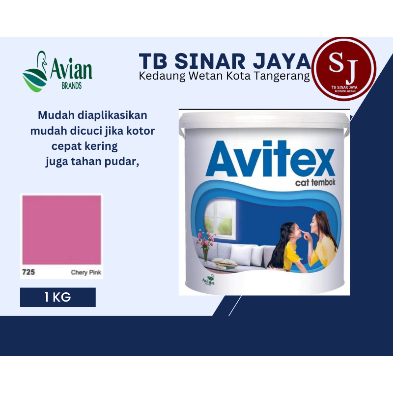 Cat AVITEX 1KG Cat Tembok dan Plafon - 725 Chery Pink