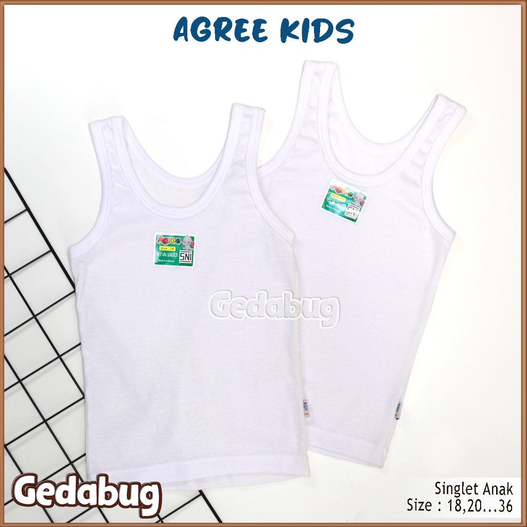 3 Pcs - Singlet kaos dalam Anak AGREE Kids ST 04 | Singlet anak polos bahan berkualitas | Gedabug