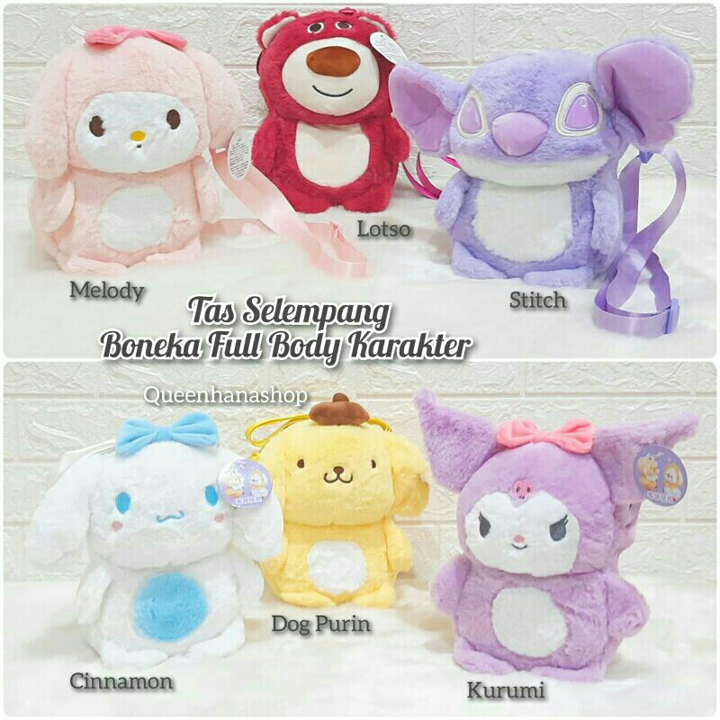 New Tas Selempang Boneka Kekinian Full Body Karakter