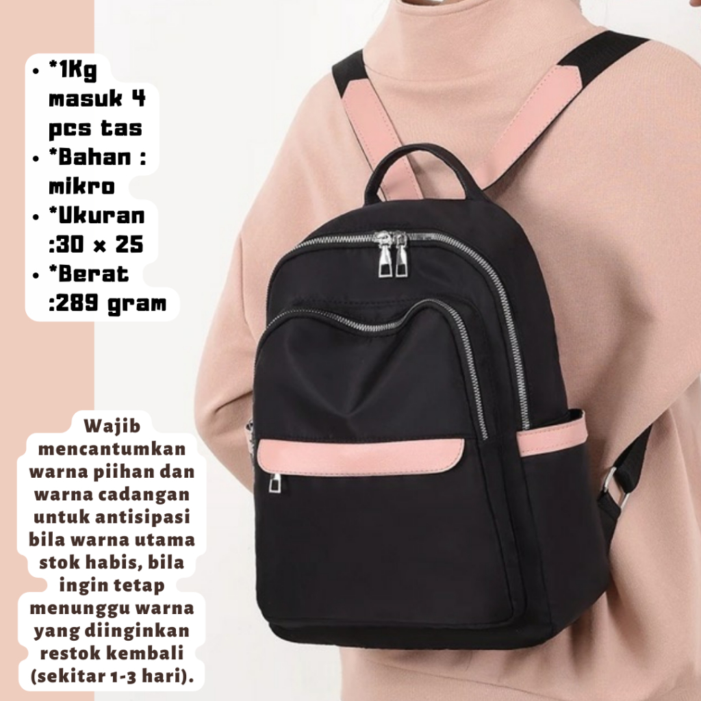 TAS RANSEL BACKPACK GENDONG BELAKANG WANITA CEWEK KANVAS IMPORT KOREA MURAH MULTIFUNGSI KINANTI