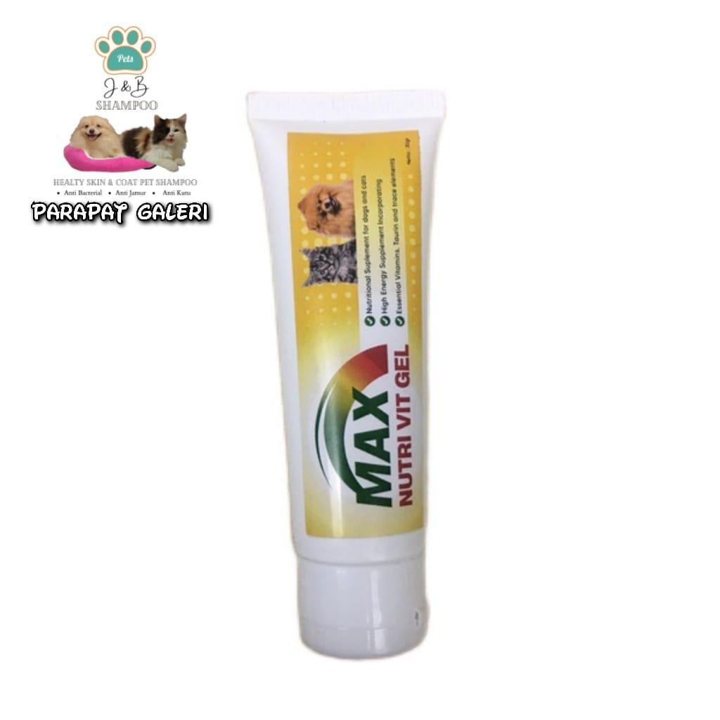 MAX NUTRI VIT GEL 30gr Vitamin Untuk Kucing Anjing Penambah Nafsu Makan Imun Original Pelebat Bulu Anti Rontok