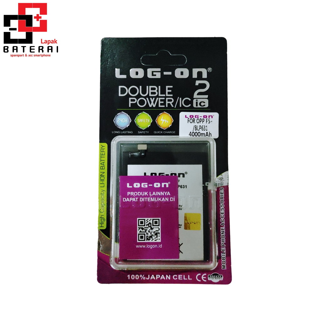 LOG - ON Baterai Oppo F5 / F5 PLUS / F5 Youth / F3 BLP631 Double IC Protection Battery Batre