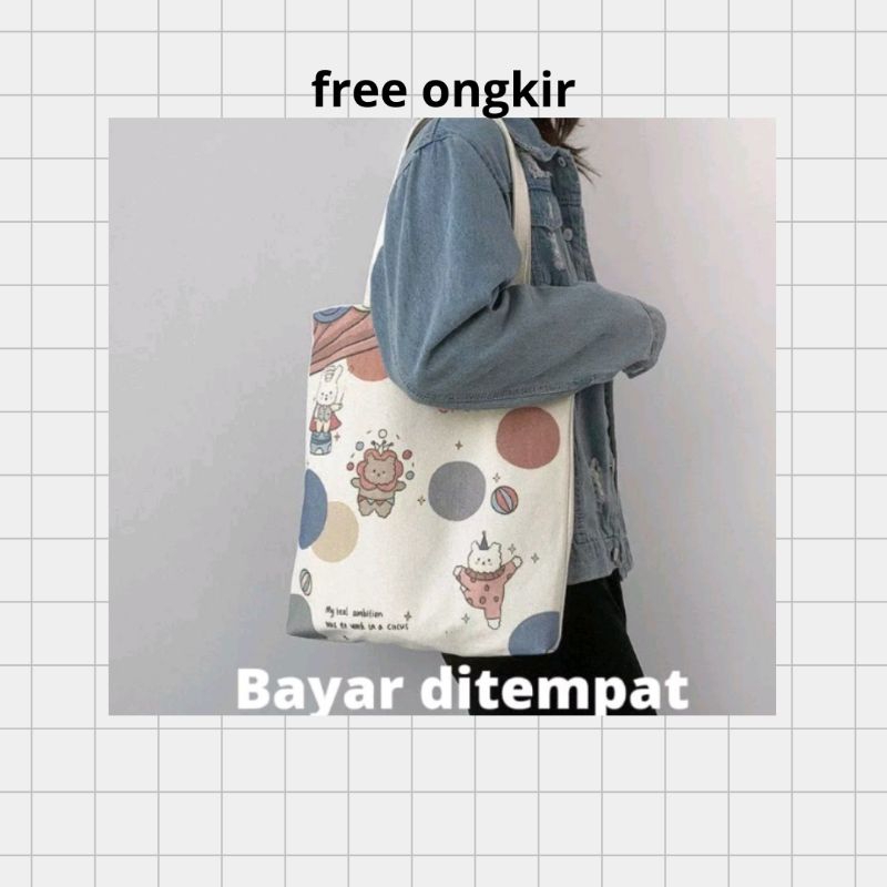 COD - Totebag kuliah sekolah kerja lucu murah Tote bag Kpop fashion Aesthetic Tothbag kanvas Tootbag