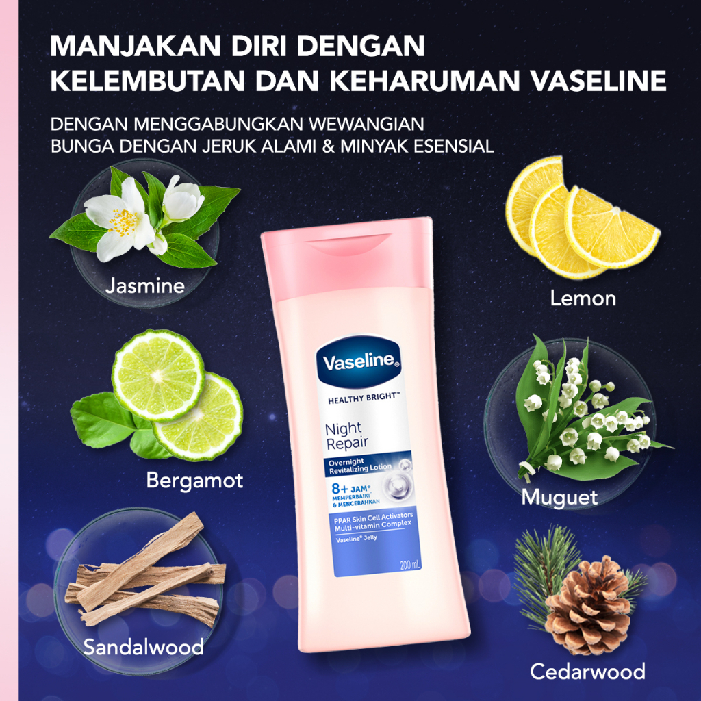 Vaseline Lotion Healthy Bright Night Repair 200ml Twinpack