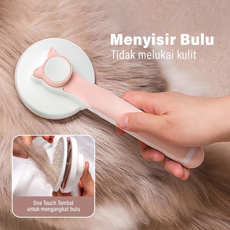 SISIR KEYPET MOTIF 14 - Sisir Pencet Premium Bulu Rambut Rontok Hewan Kucing Anjing Kelinci Pet Hair Brush Grooming