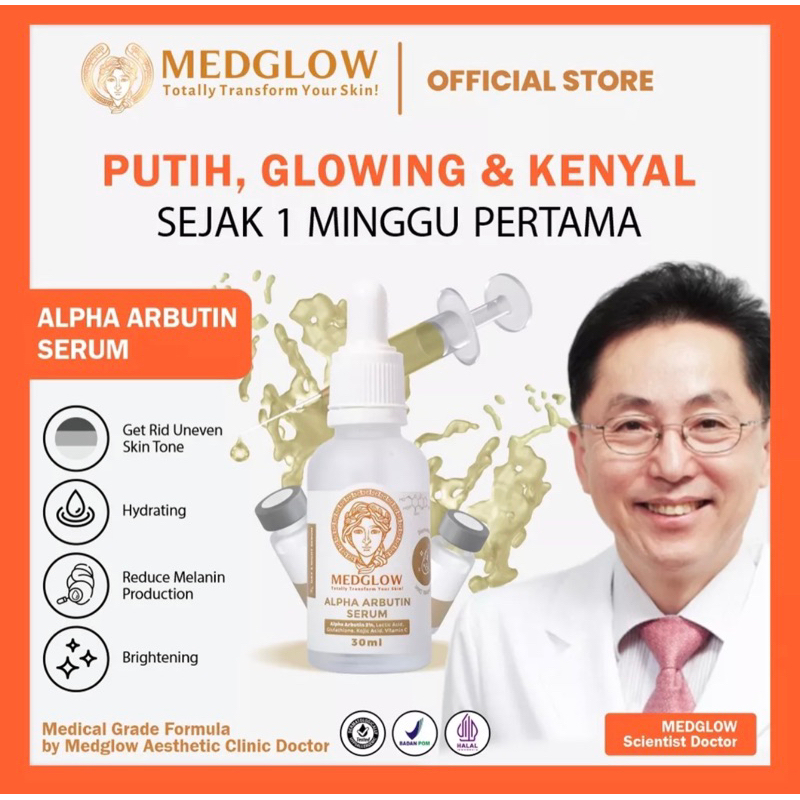 MEDGLOW CLINIC Alpha Arbutin Serum 30 ml|BPOM HALAL Aesthetic Skincare Whitening Brightening Pemutih