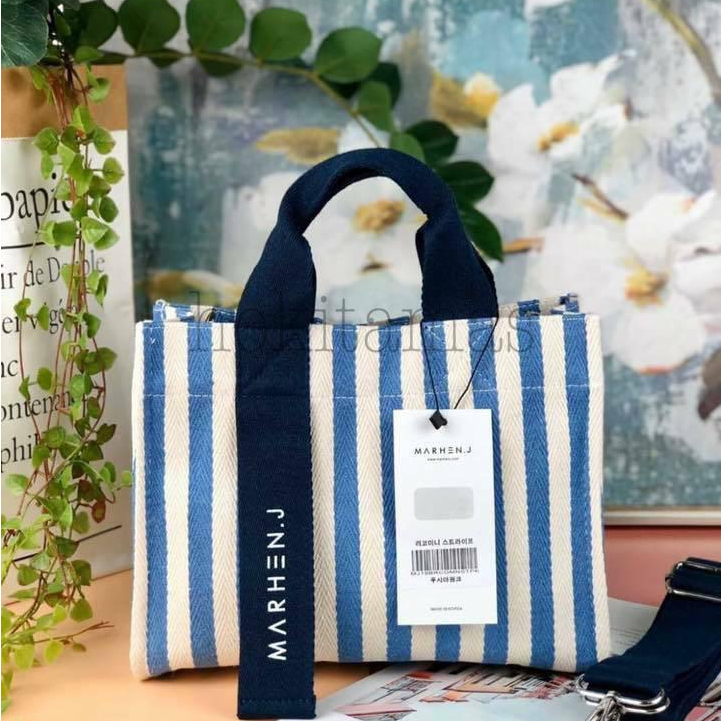 TAS SELEMPANG WANITA GARIS BERWARNA BAHAN KANVAS