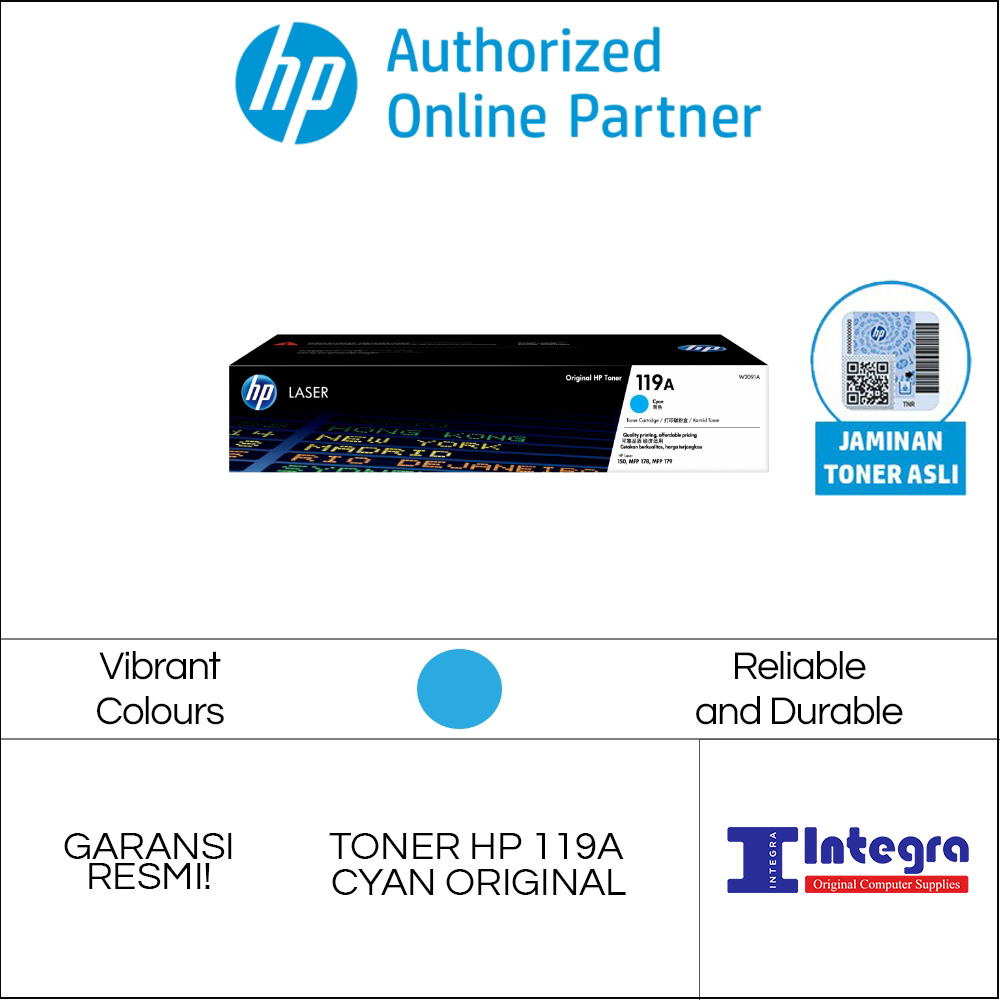 Toner HP 119A Cyan Original LaserJet Cartridge - W2091A - HP 150A 150NW 178NW 179FNW