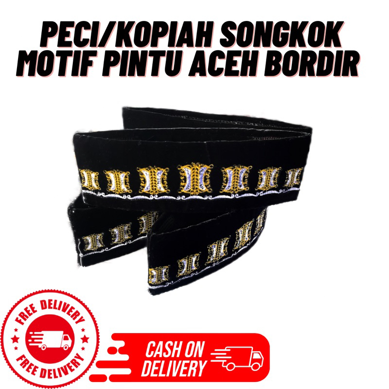 Peci/Kopiah Songkok/Motiv Bordir Pintu aceh Original 2 Ac