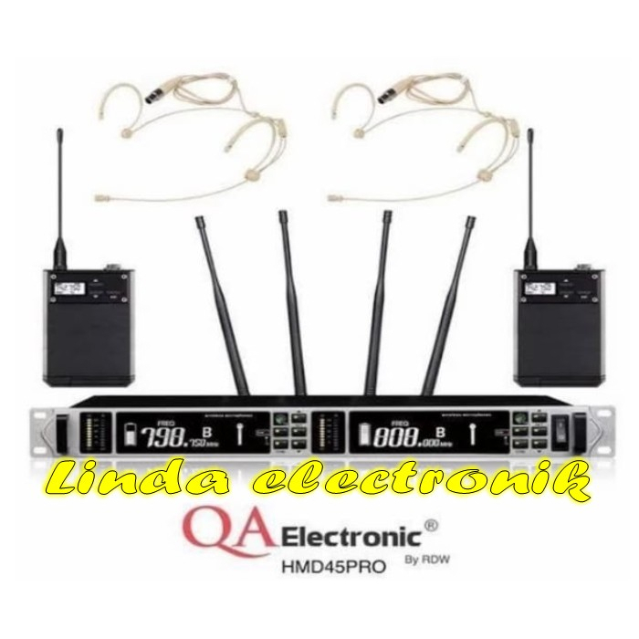 mic wireles qa electronic hmd45pro by rdw profesional 2clipon 2headset