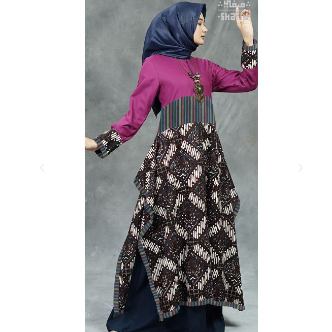 Zivana Gamis Batik Shafiy Original Modern Etnik Jumbo Kombinasi Polos Tenun Busui Terbaru Dress Wanita Muslimah Dewasa Kekinian Cantik Kondangan Fashion Muslim  Syari
