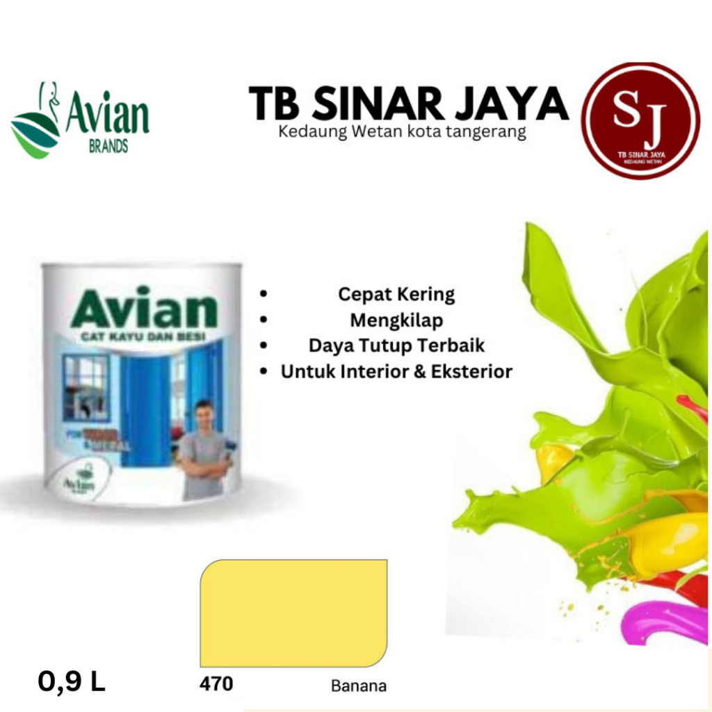 Cat Kayu dan Besi AVIAN 1KG / Cat Minyak Sintetis - 470 Banana