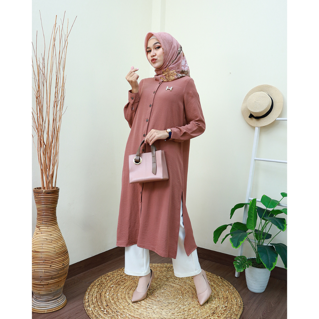 LOTUS Midi Dress Kancing Batok- Pakaian Wanita Terbaru by Hijab Mamah icis