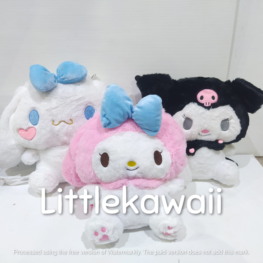 LK/Tas Ransel Anak Remaja Perempuan Cewek Boneka Plush Fashion Korean Style My Melody Kuromi Cinnamoroll Pompompurin Lucu Soft Cute Unofficial